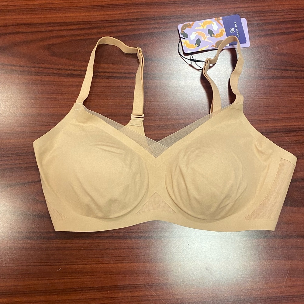 HoneyLove NWT Crossover Bra Sand Size Medium 36 B/C - Picture 4 of 9